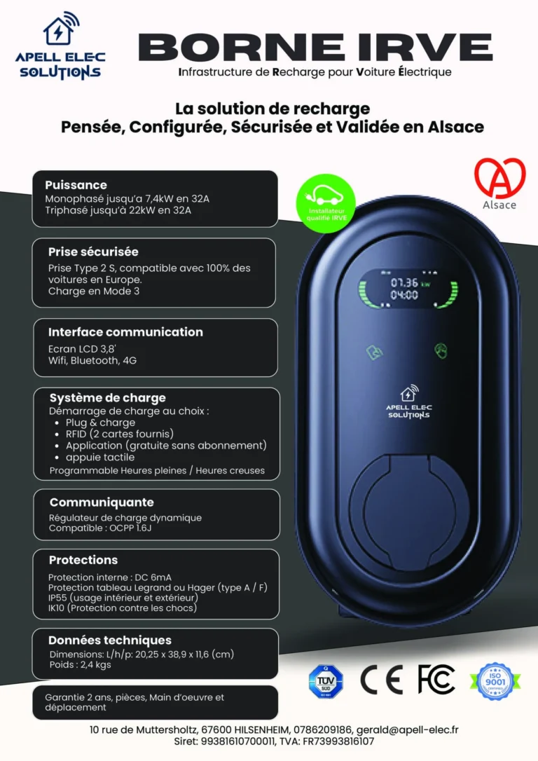 Borne de recharge IRVE Apell-Elec